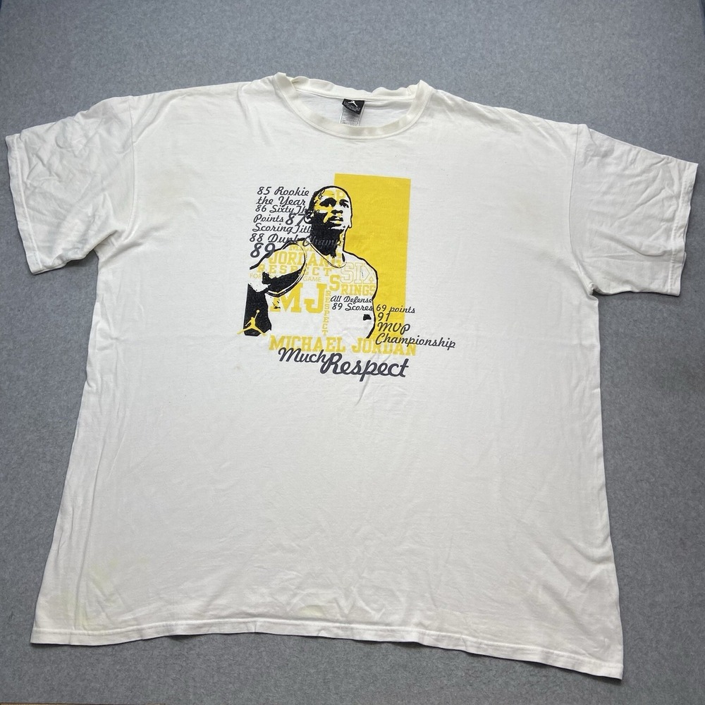 Jordan Michael Jordan Much Respect TShirt 3XL Mens White Graphic Wildfire Back‎